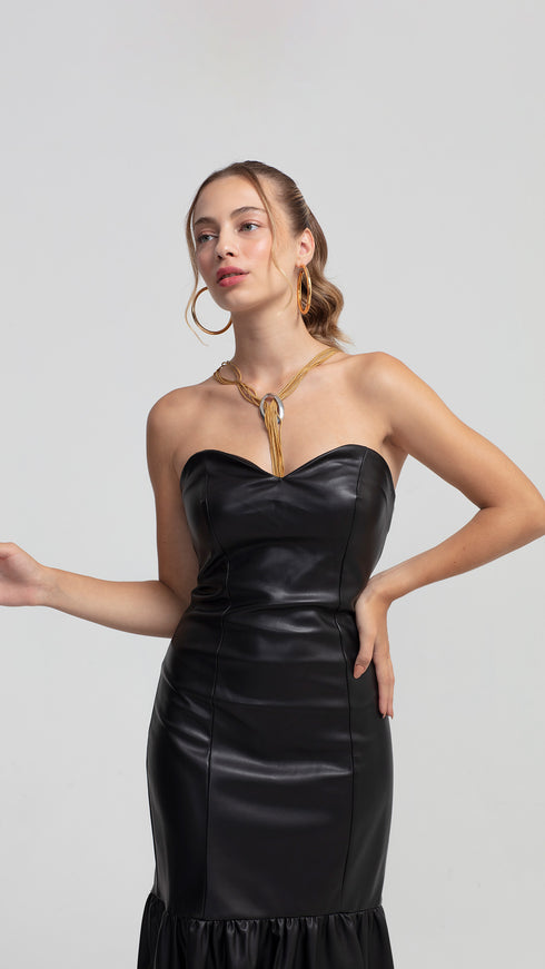 Vegan Leather Dianella Midi Dress